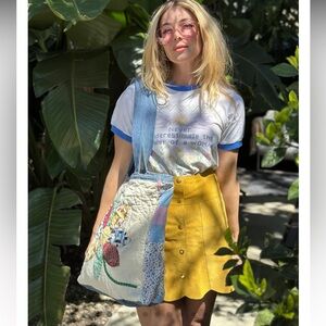 Stoned Immaculate Yellow Button-Front Mini Skirt